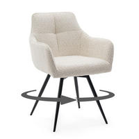 STUHL QUATTRO drehbar gepolsterter mit Steppung - creme - Boucle - Creme/Schwarz, Textil/Metall (58/86/60cm) - NEW HOME