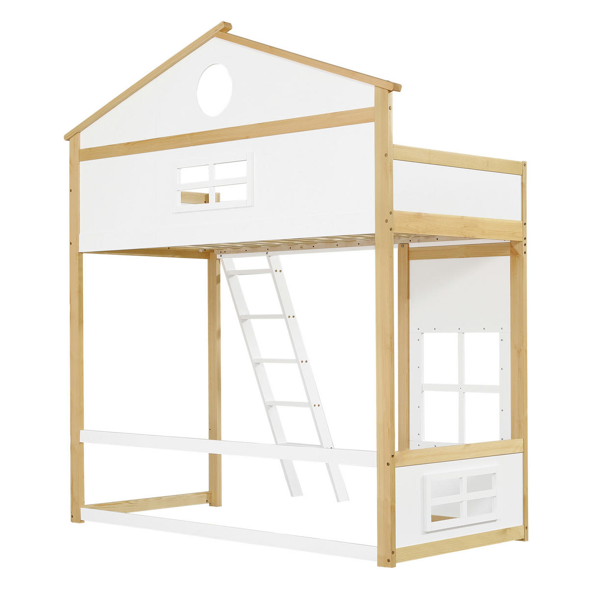 HAUSBETT Kiefer MDF 90/200 cm Weiß, Natur - Ahornfarben/Weiß, Holzwerkstoff - Raumix