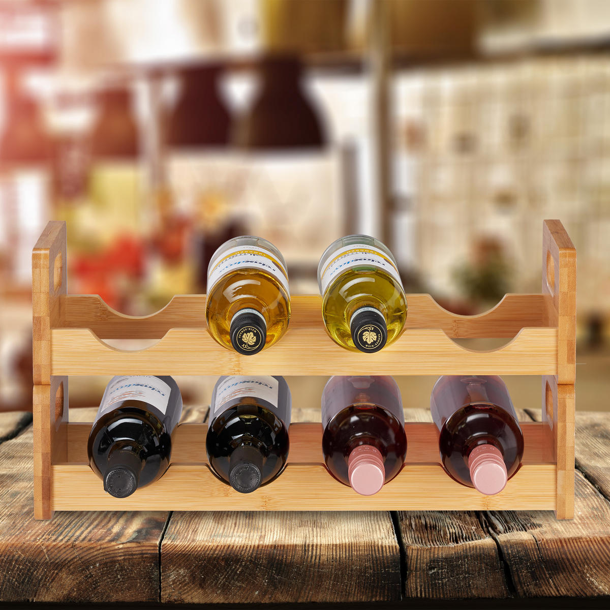 WEINREGAL - Hellbraun, Holz (47/24/18cm) - Relaxdays