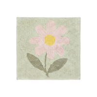 DUSCHVORLEGER Blume 50/50 cm, grün-rosa, 100 % Baumwolle - Grün, Textil (50/50cm) - Homescapes