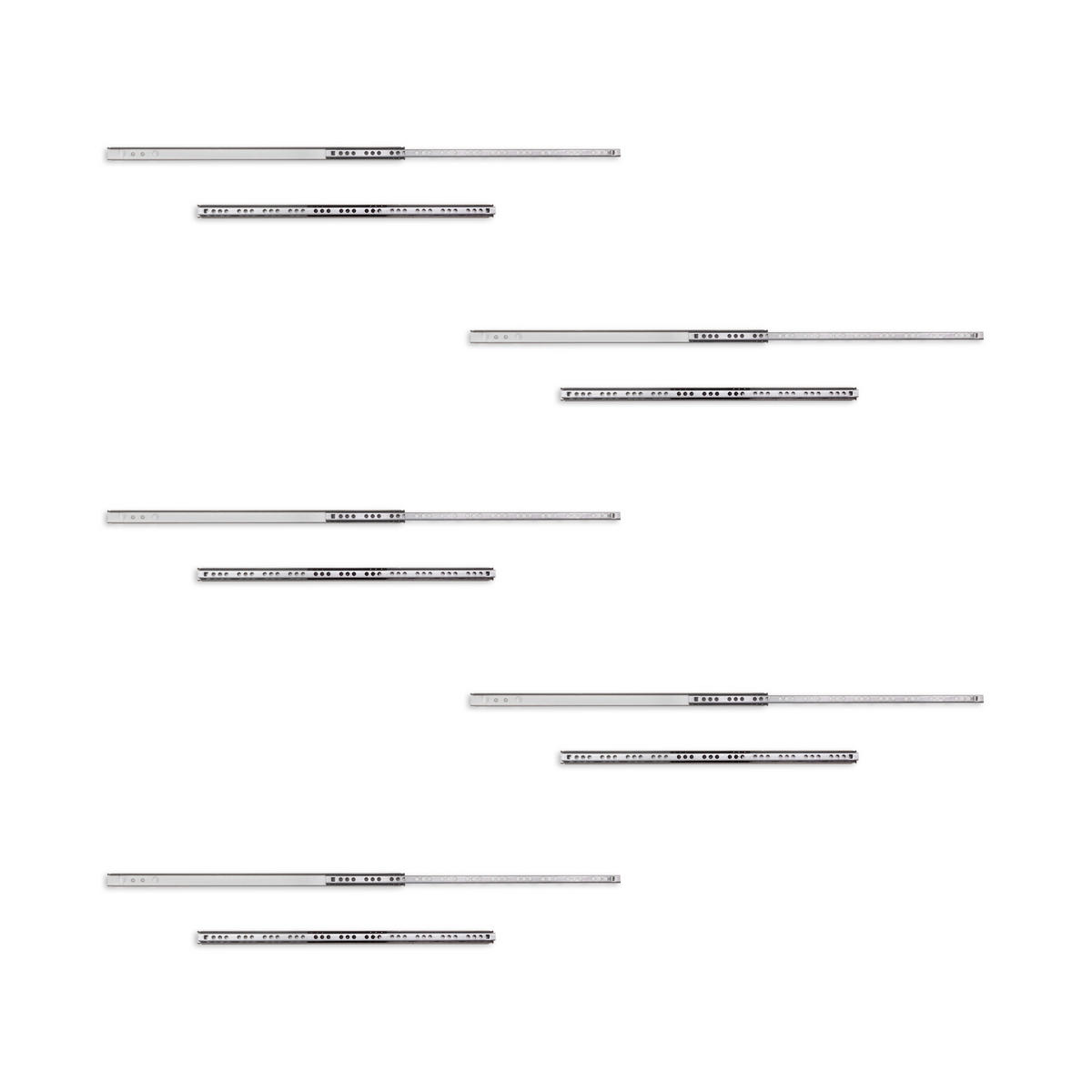 KUGELFÜHRUNGEN Höhe 17mm, TeilVollauszug, Verzinkt 5er-set - Zinkfarben, Metall (1/2/37.4cm) - EMUCA