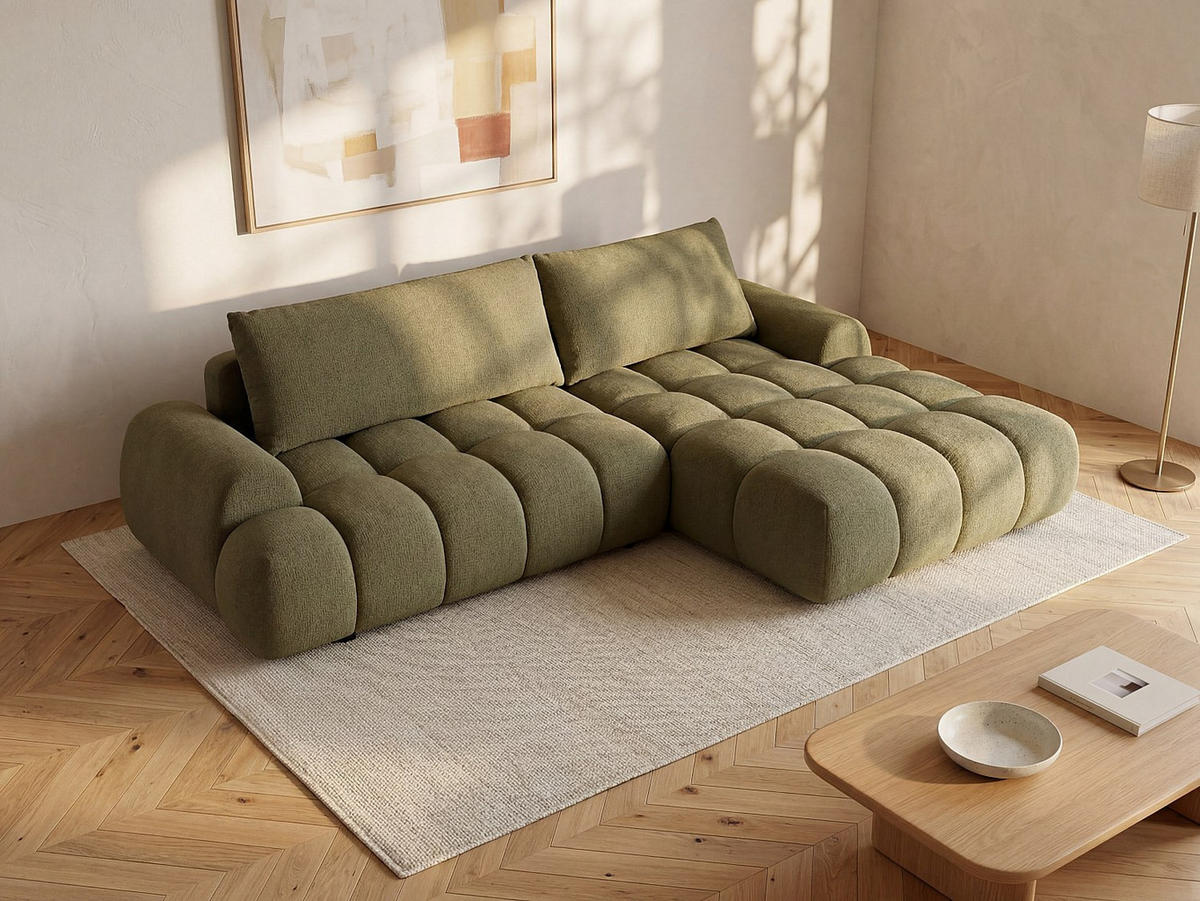SCHLAFSOFA - 5 Personen - Stoff - Grün - - Grün, Textil (280/177cm) - Vente-Unique