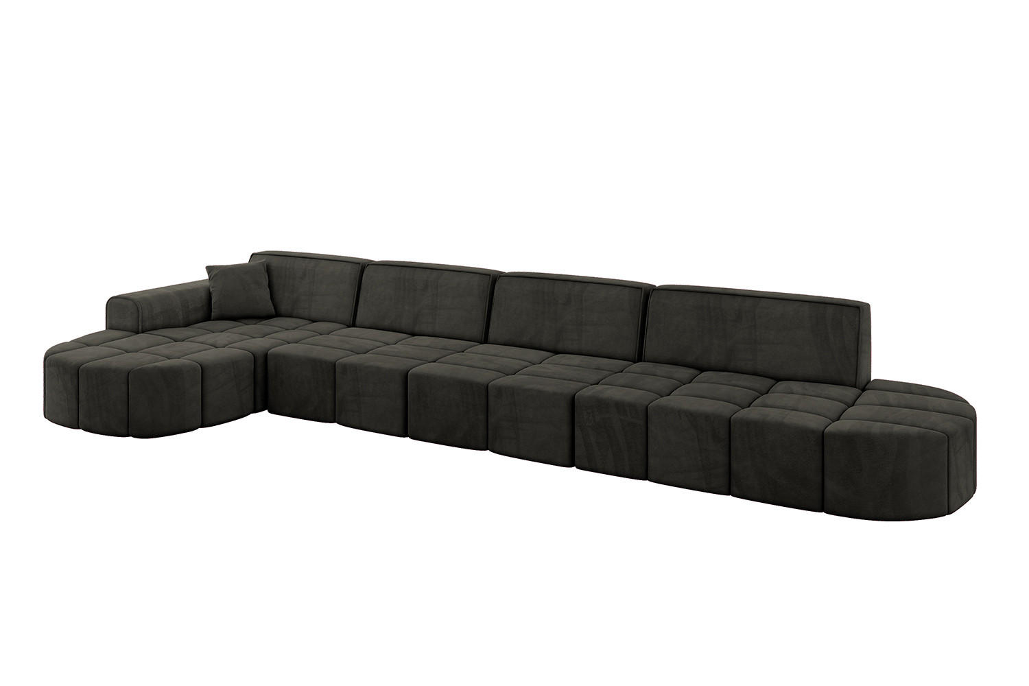 ECKSOFA Ottomane Links LIVO-L3 - 422x173x79,5 cm Schwarz - Schwarz, Holzwerkstoff/Textil (422/173cm) - ALTDECOR