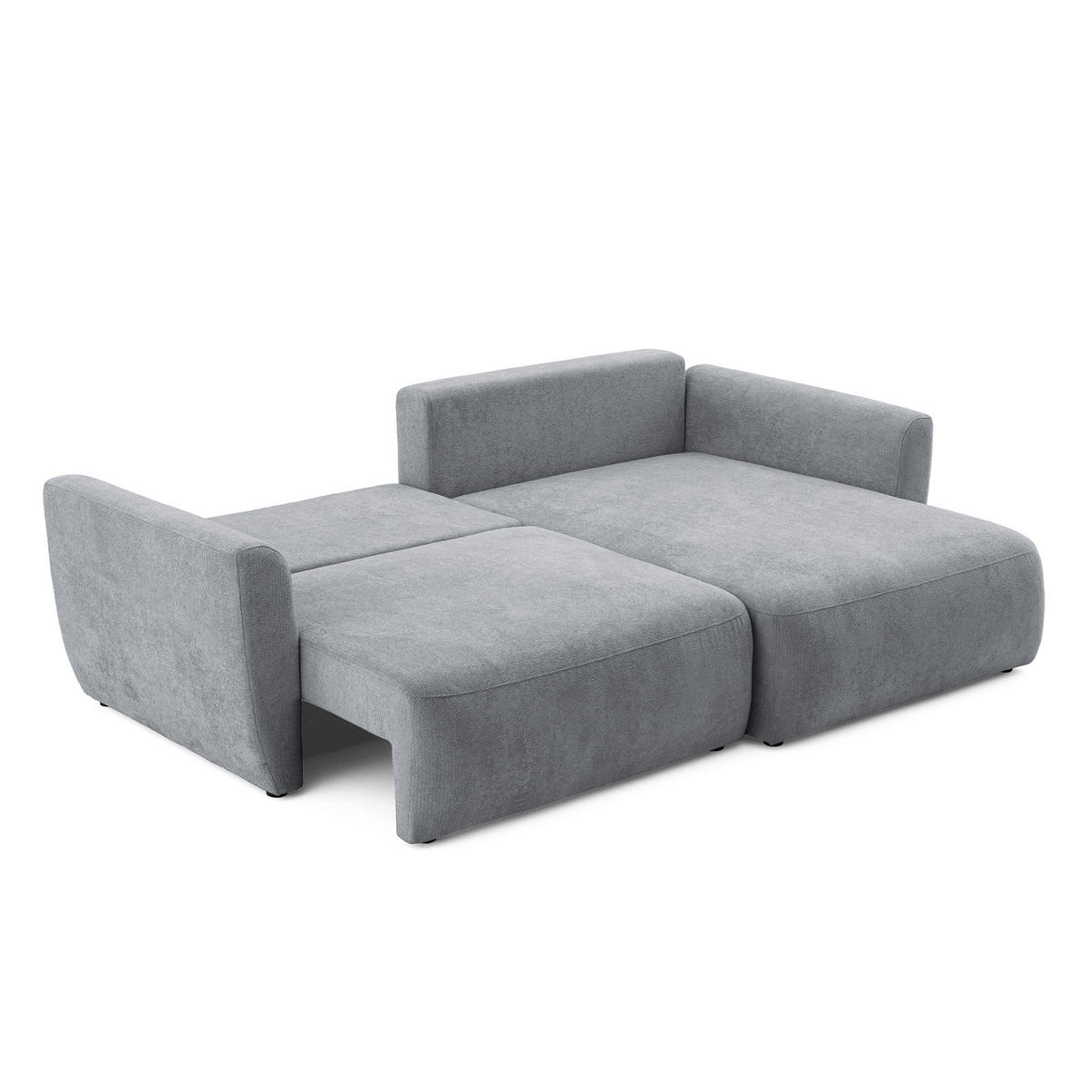 ECKSOFA BELLA L Rechts mit Schlaffunktion 140x205 Velours Grau - Schwarz/Grau, Holz/Kunststoff (165/230cm) - Muffo