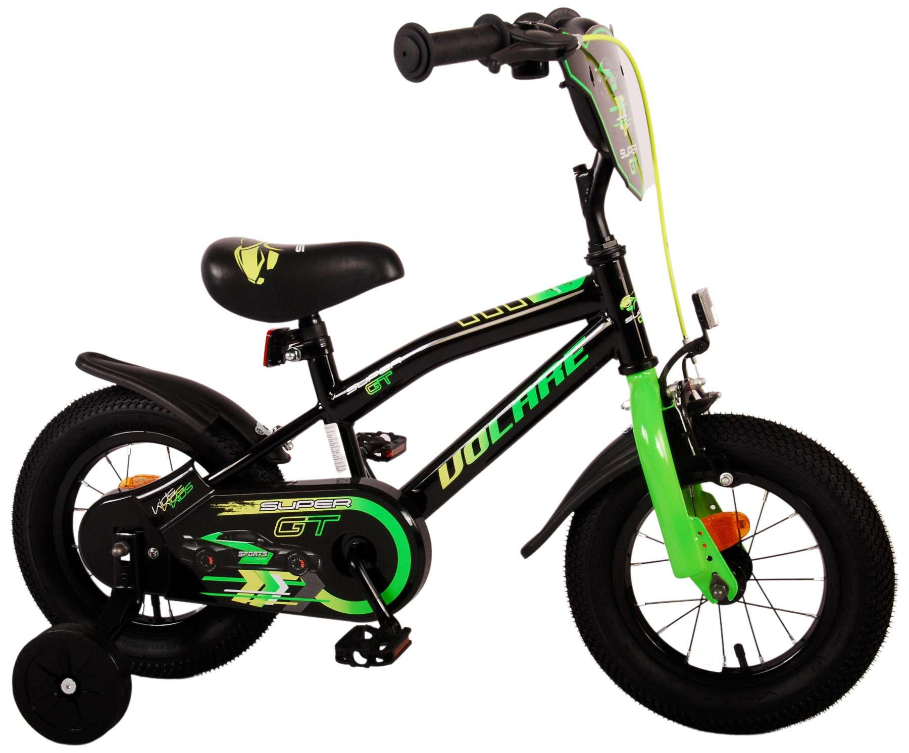 KINDERFAHRRAD Super GT - Jungen - 12 Zoll - Rücktritt + Handbremse - Grün - Schwarz/Grün, Metall (42cm) - TPFSports