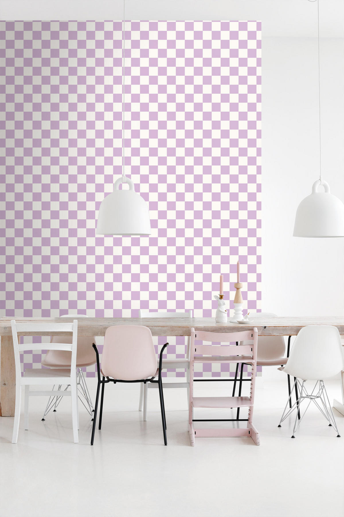 TAPETE Karomuster 53 cm x 10.05 m - Lila, Papier (53/1000cm) - ESTAhome