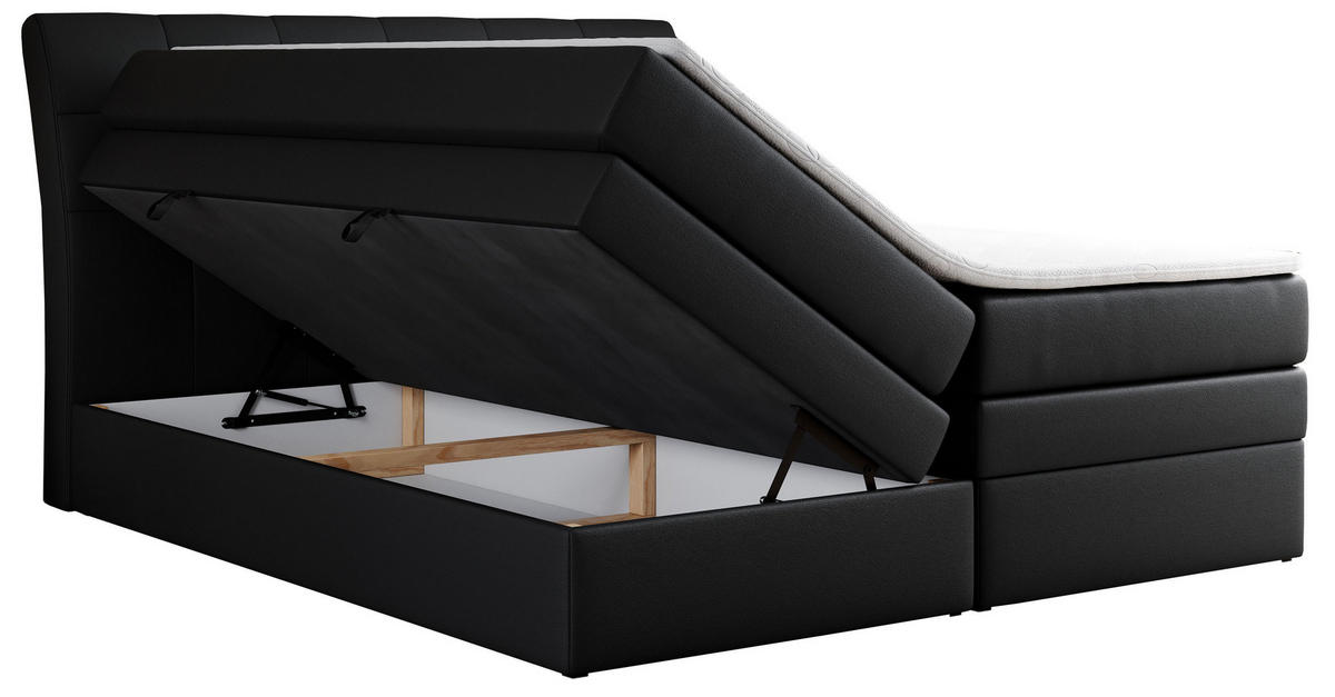 BOXSPRINGBETT GOLD-10 KING 120/200 Schwarz Kunstleder - H3 - Schwarz, Holz/Textil (120/200cm) - MKS