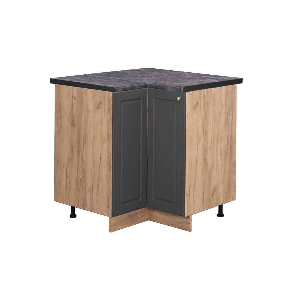 ECKUNTERSCHRANK Fame-Line Anthrazit-Gold 80.5 cm, AP Anthrazit - Honigeiche/Anthrazit, Holzwerkstoff (80.5/82/60cm) - Vicco
