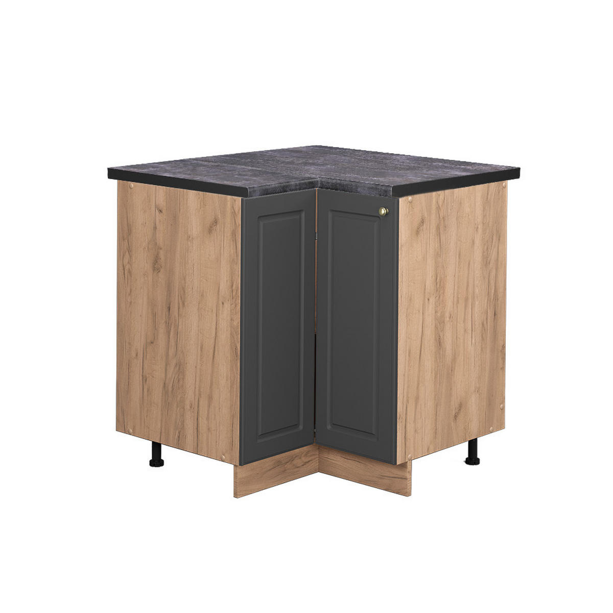 ECKUNTERSCHRANK Fame-Line Anthrazit-Gold 80.5 cm, AP Anthrazit - Honigeiche/Anthrazit, Holzwerkstoff (80.5/82/60cm) - Vicco