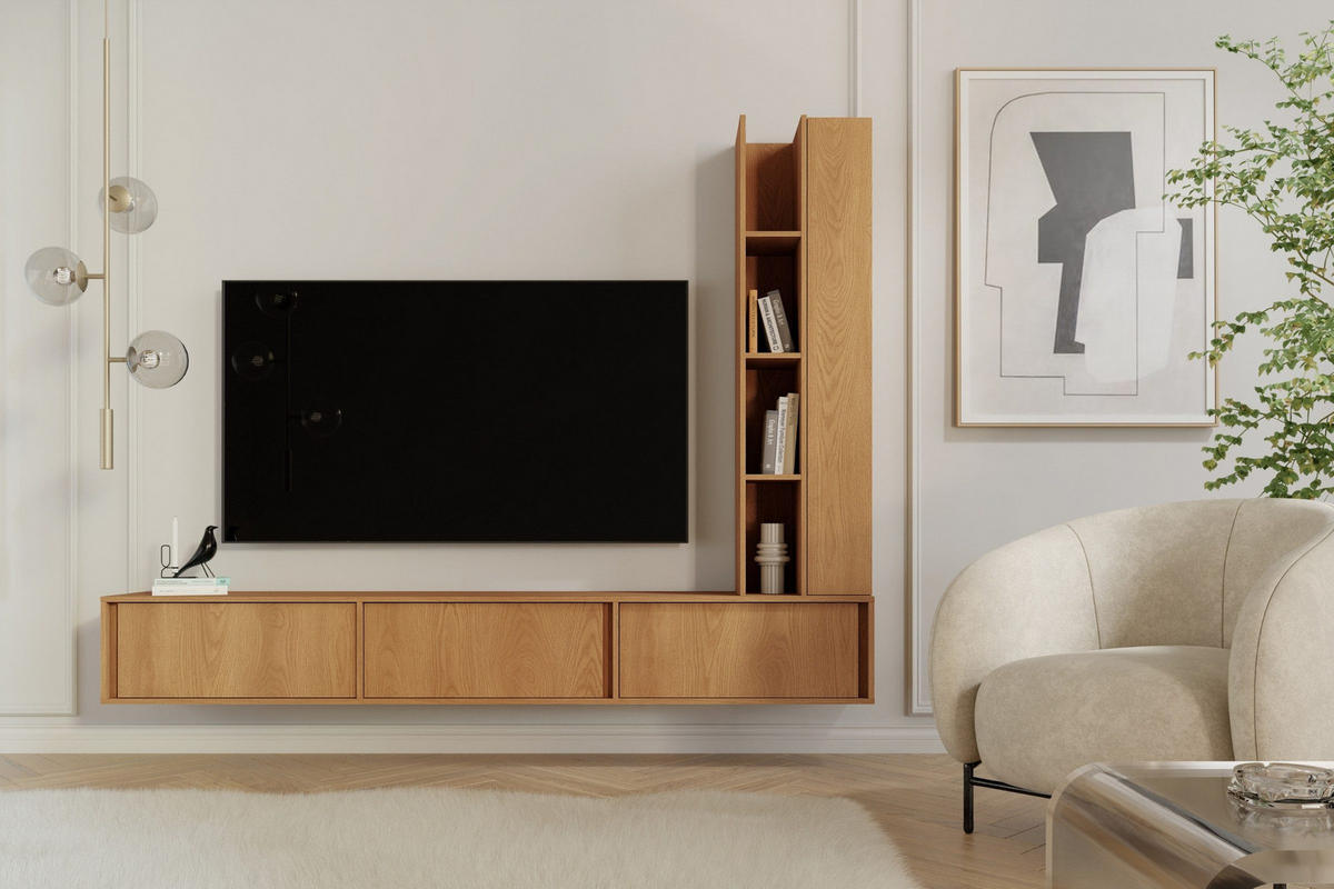 TV-ELEMENT VELORA 230/40/35 cm in Eiche Carmel - Eichefarben, Holzwerkstoff (230/40/35cm) - Deine Möbel 24