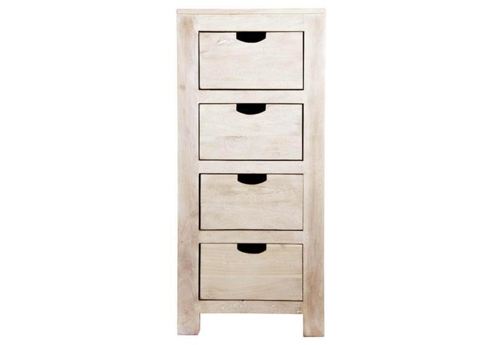 KOMMODE Akazie 45x40x100 white stone getüncht NATURE WHITE #54 - Beige, Holz (45/100/40cm) - Massivmoebel24