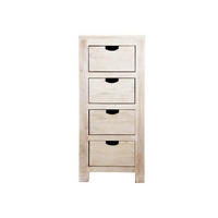 KOMMODE Akazie 45x40x100 white stone getüncht NATURE WHITE #54 - Beige, Holz (45/100/40cm) - Massivmoebel24