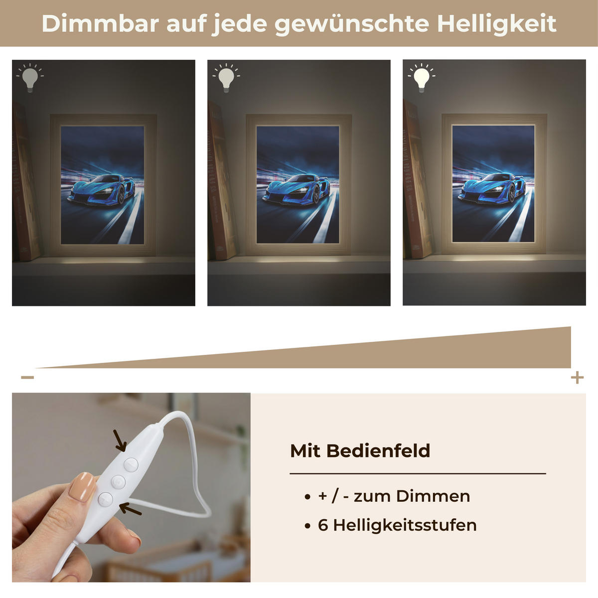 NACHTTISCHLAMPE Auto - Blau - Jungen - Kind 15x20 cm - Blau, Holzwerkstoff (8/15/20cm) - OnlyWow
