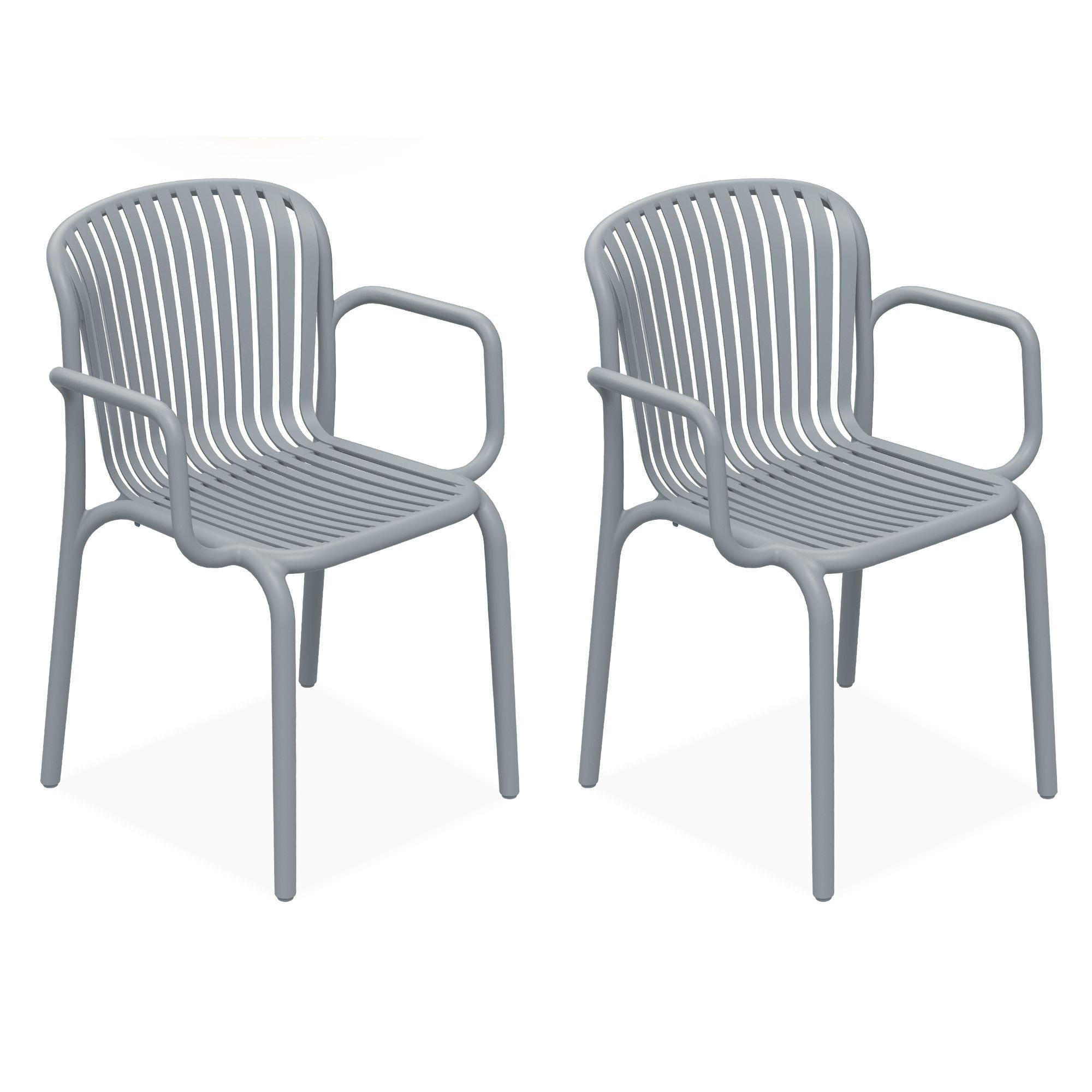 GARTENSTUHL FICCARI 2-er Set, Grau - Grau, Kunststoff (57.5/82.5/53cm) - KONSIMO®