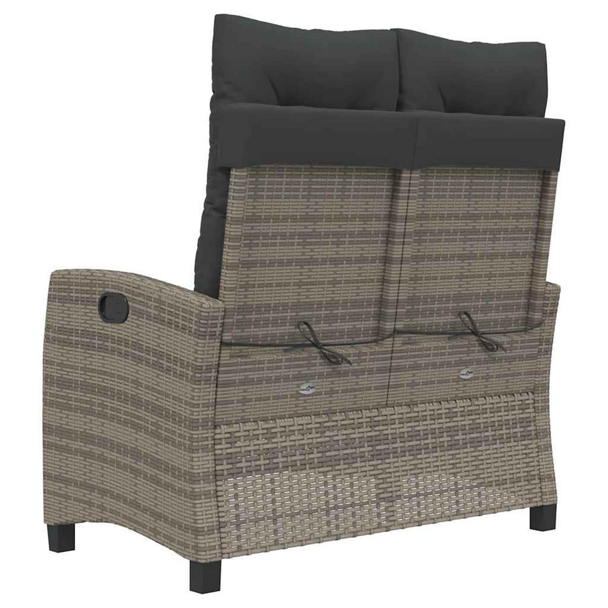 GARTENBANK Verstellbar Mit Kissen Grau Poly Rattan - Grau, Kunststoff (105/93/66cm) - vidaXL