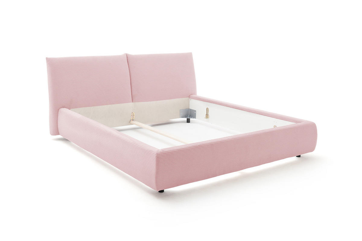 POLSTERBETT HENRY Pink Cord - Pink/Schwarz, Textil (200/200cm) - KAWOLA