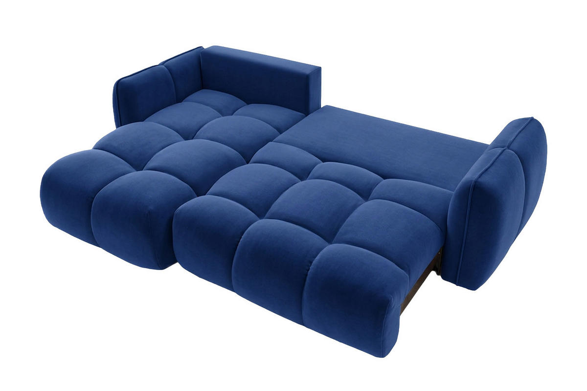 ECKSOFA L-Form Mit Schlaffunktion, Veloursstoff Bluvel, Tintenblau, Links, BELVEDER L - Blau, Holz (250/168cm) - Kaiser Möbel