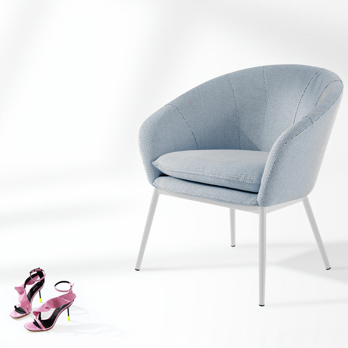 GARTENMÖBELSET SOLIS Gartenlounge-Set, blau/weiß - Blau, Textil/Metall - KONSIMO®