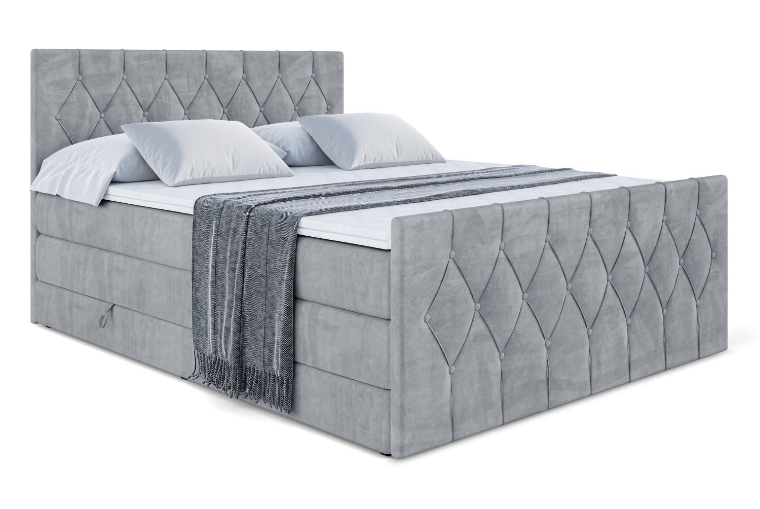 BOXSPRINGBETT VELANTO-Z KING - 160 x 200 - H3/H4 - Grau - Grau, Holzwerkstoff (160/200cm) - ALTDECOR