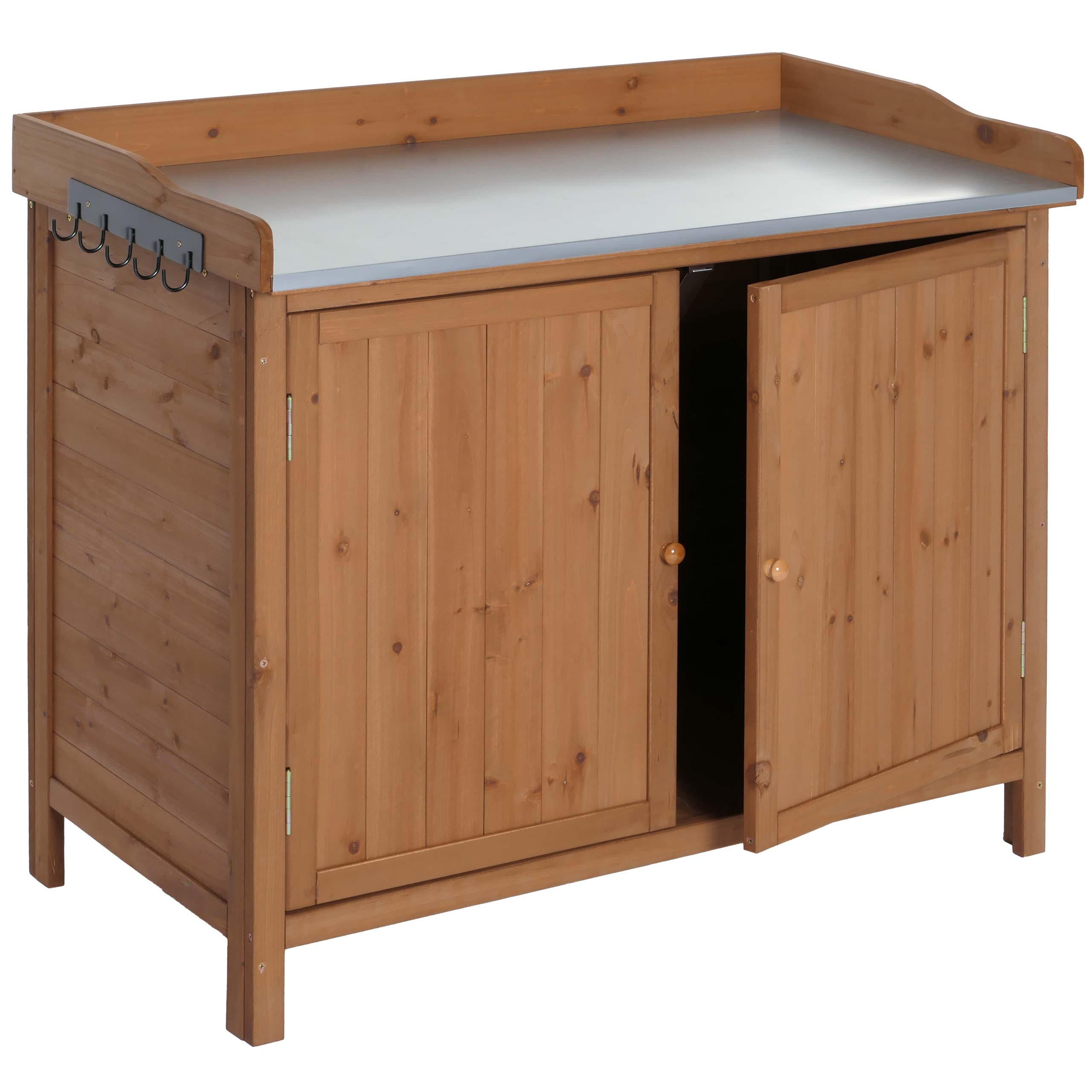 GARTENSCHRANK MIT ARBEITSPLATTE Braun - Braun, Holz (52/104/86cm) - MCW