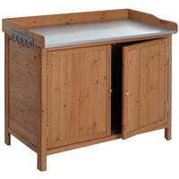 GARTENSCHRANK MIT ARBEITSPLATTE Braun - Braun, Holz (52/104/86cm) - MCW