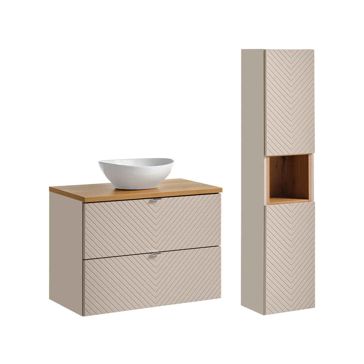 BADMÖBEL 80.4cm Manoa 2er-Set Kaschmir - Beige, Holzwerkstoff (80.4/59/40cm) - Petits-meubles