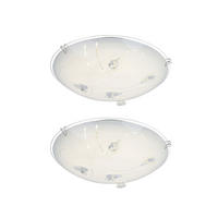 LED DECKENLEUCHTE INKA Weiß Opal 2er Set - Weiß, Glas (25/25/7.5cm) - Globo Lighting