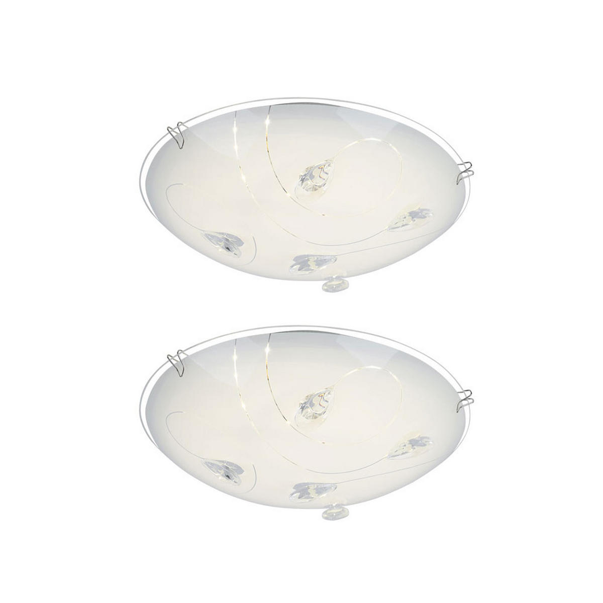 LED DECKENLEUCHTE INKA Weiß Opal 2er Set - Weiß, Glas (25/25/7.5cm) - Globo Lighting