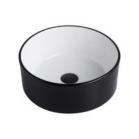 AUFSATZWASCHBECKEN - Keramik - Schwarz & Weiß - 36 cm - KANELLE II - Schwarz, Keramik (36/12/36cm) - Vente-Unique