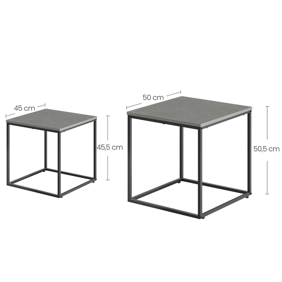 COUCHTISCH 2er Set quadratisch - Dunkelgrau, Holzwerkstoff (50/50/50.5cm) - Mat-Haus