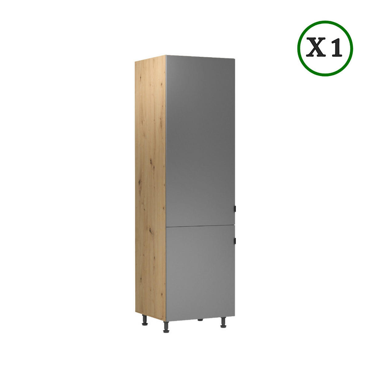 KÜCHENZEILE 360 cm – Langen K72-M360 - in Beige / ArtisanEiche - Beige/Schwarz, Holzwerkstoff/Metall (360/248/58cm)
