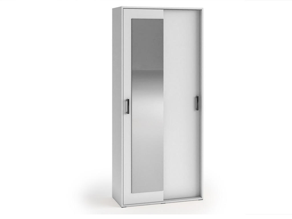 GARDEROBENSCHRANK Vanessa I 90 cm mit Spiegel, weiß - Weiß, Kunststoff (90/205/40cm) - Margaret Hadas24