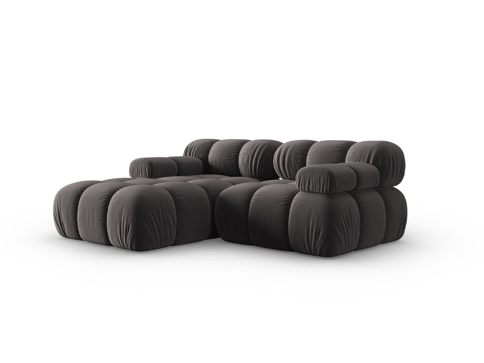 MODULARES-ECKSOFA links Bellis aus Samt dunkelgrau 3 Sitzplätze - Dunkelgrau, Textil (157/191cm) - Micadoni