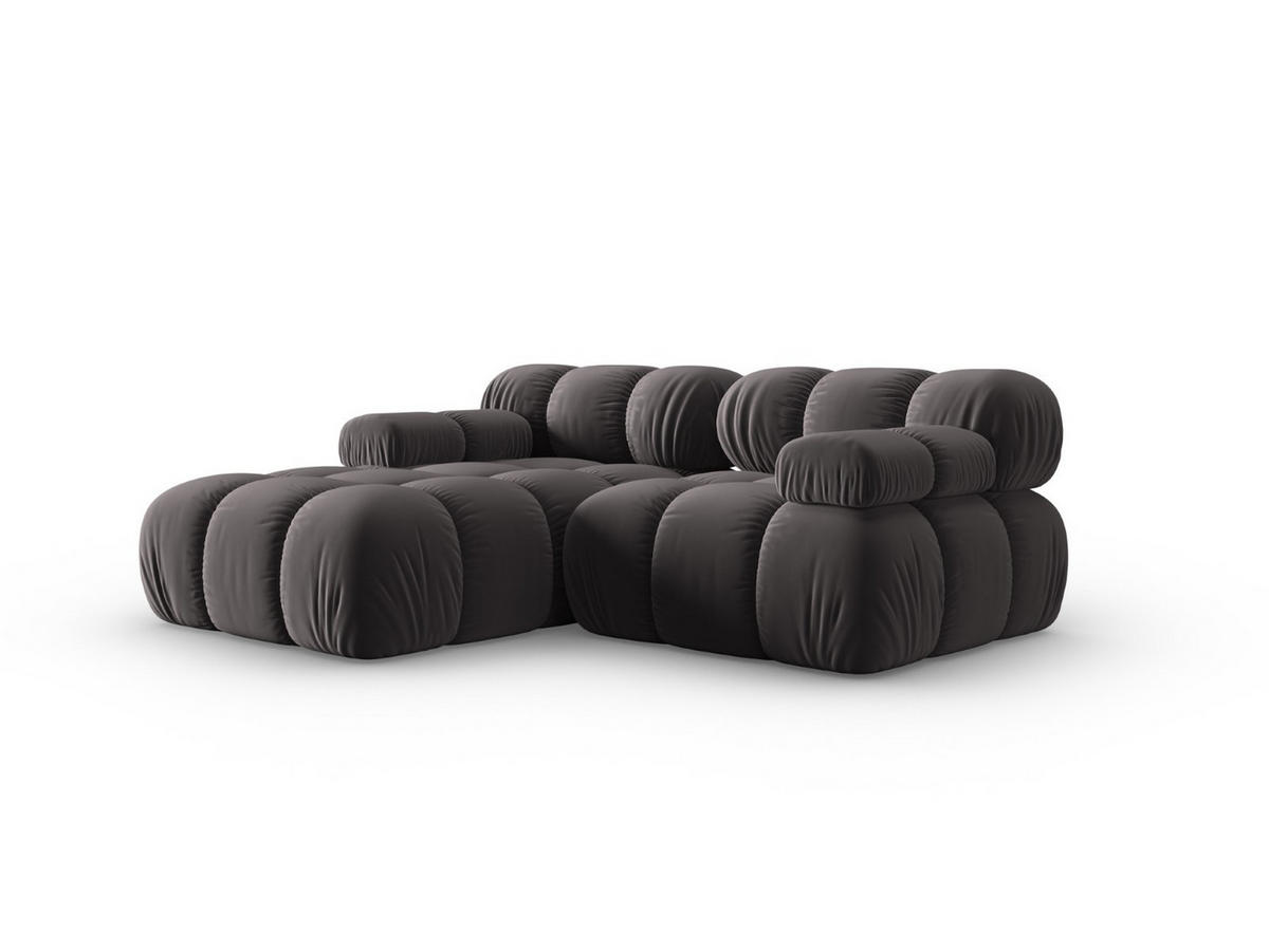 MODULARES-ECKSOFA links Bellis aus Samt dunkelgrau 3 Sitzplätze - Dunkelgrau, Textil (157/191cm) - Micadoni