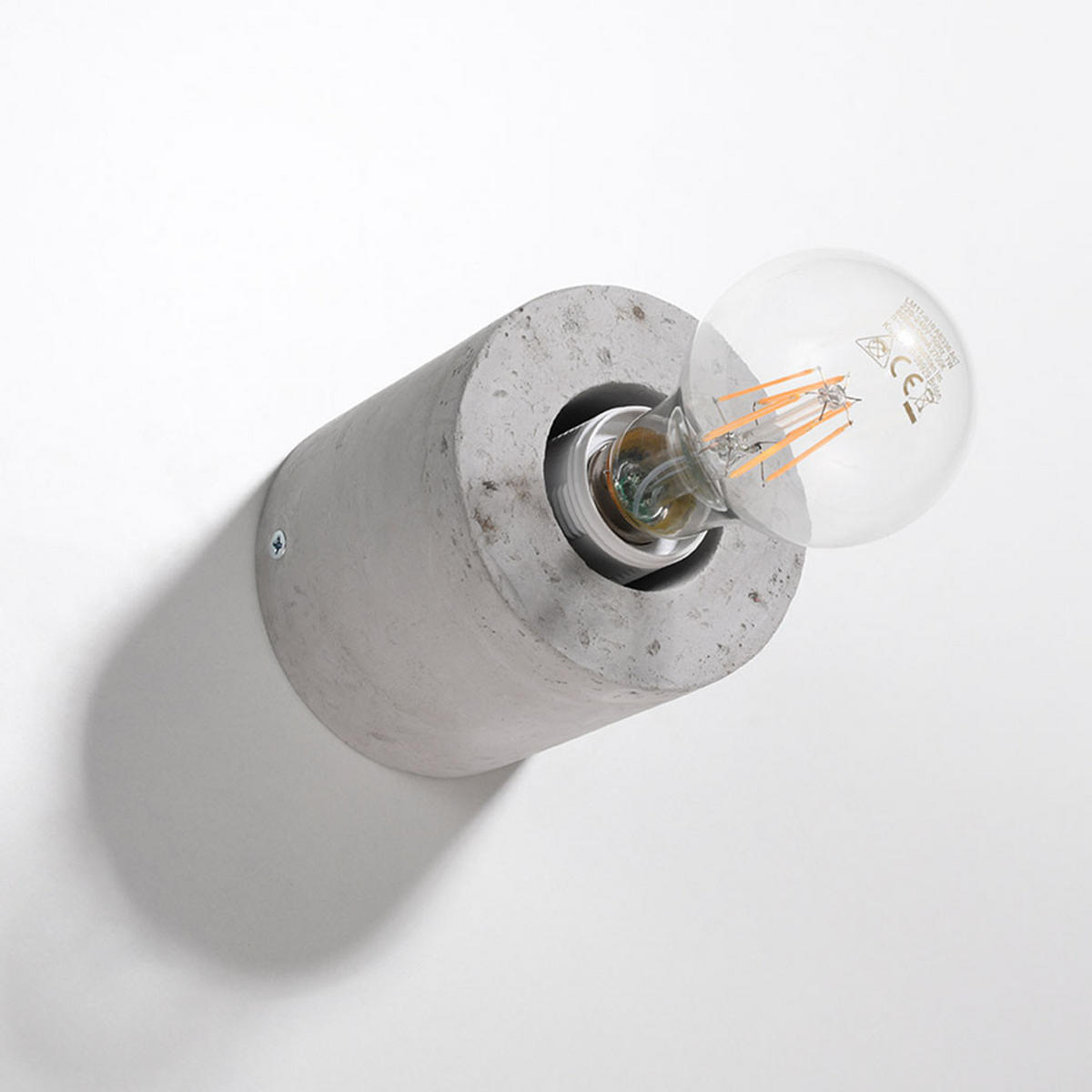 WANDLEUCHTE Betonoptik Grau rund - Grau, Stein (10/10/10cm)