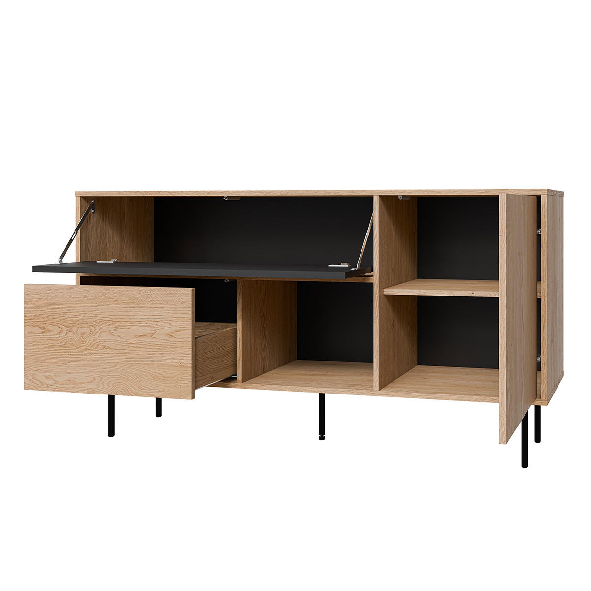 SIDEBOARD Astra Holz und Schwarz - Schwarz, Holzwerkstoff (151.5/80/40cm) - Petits-meubles