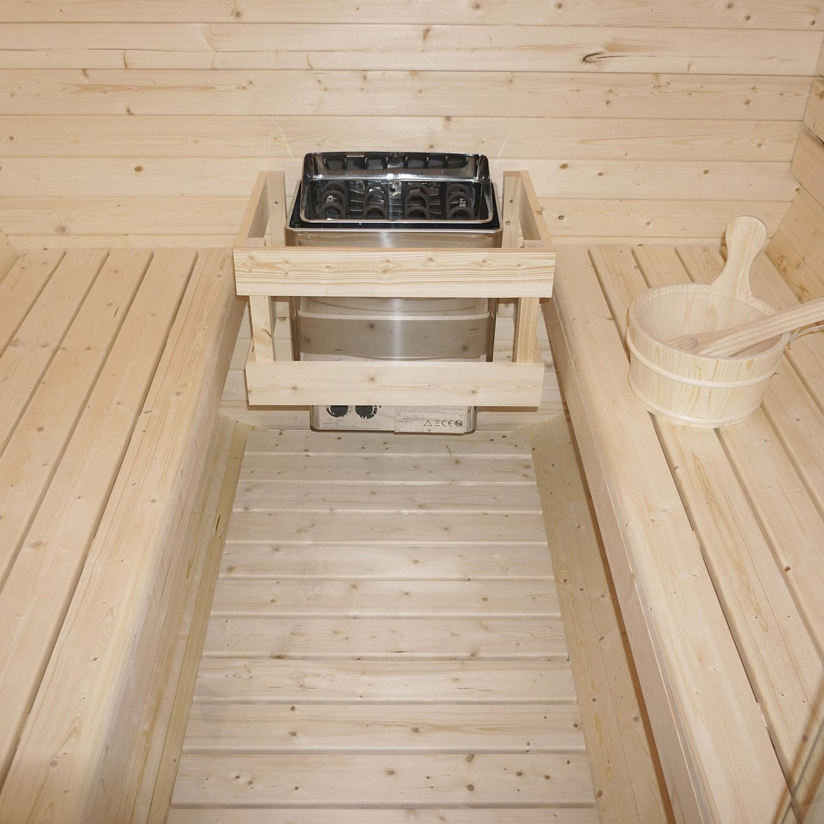 FASSSAUNA Nolvik L inkl. Zubehör-Set - Naturfarben, Holz (185/194/180cm) - Artsauna