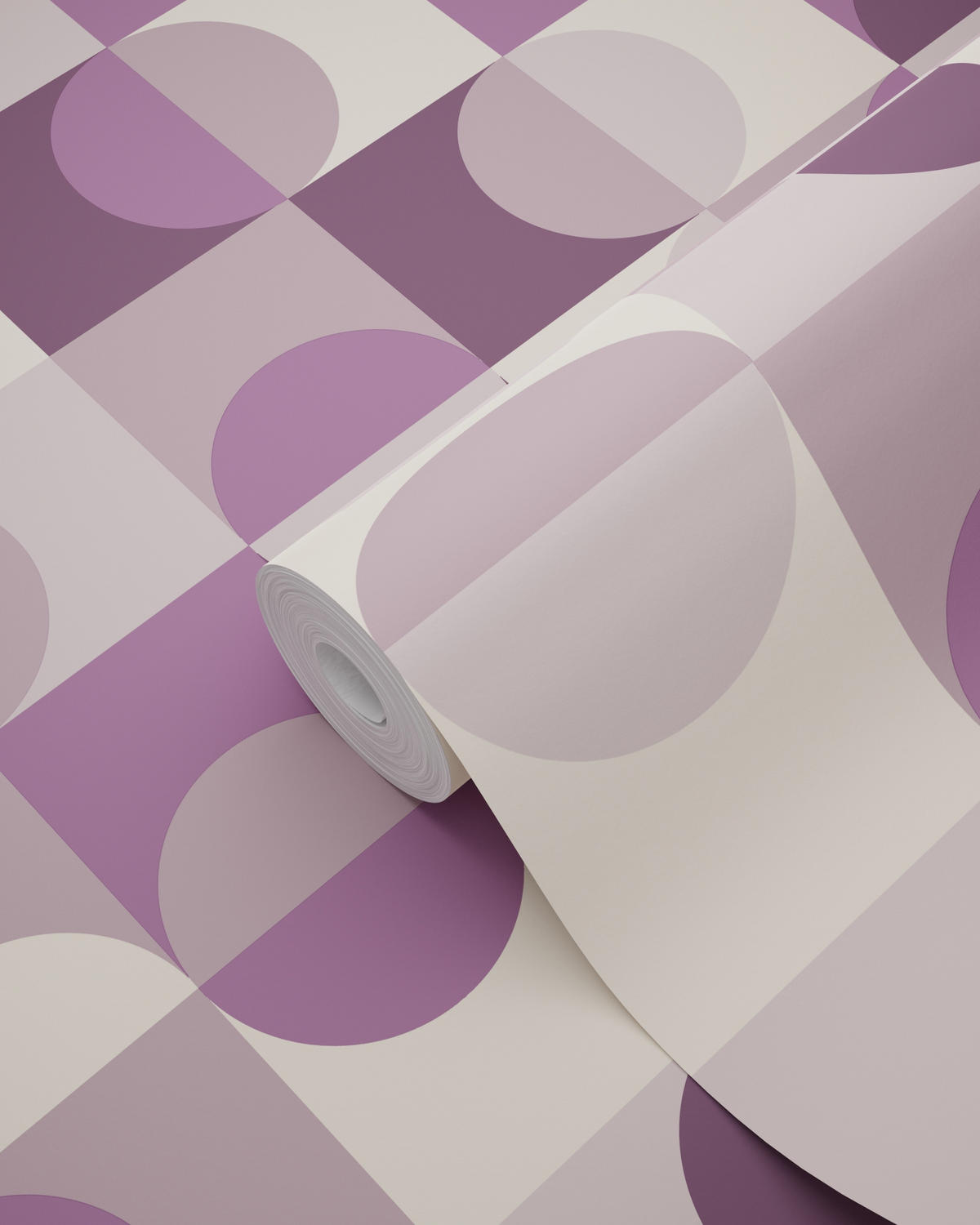 TAPETE Kreise im Bauhaus-Stil 50 x 900 cm - Lila, Papier (50/900cm) - ESTAhome