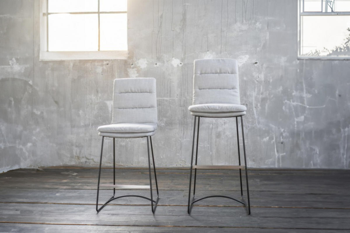BARHOCKER VINCE Hellgrau Webstoff - Hellgrau, Textil (46/121/58cm) - KAWOLA