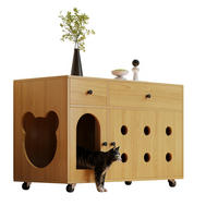 SIDEBOARD Naturgarben aus MDF 100×45×66cm als Katzenkloschrank mit Sandauffangplatte und Schubladen - Naturfarben, Holzwerkstoff (45/66/10cm) - Luhomfu