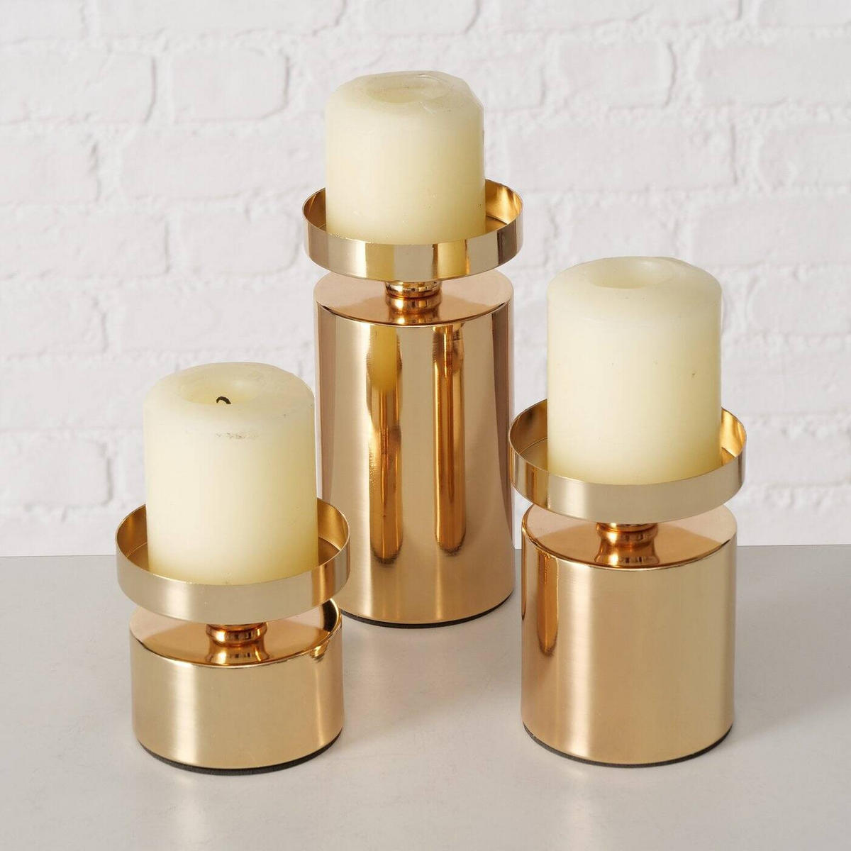 KERZENHALTER Meril 3er-Set Ø 7,5 cm - Goldfarben, Metall (7.5/15.5/7.5cm) - Boltze Home