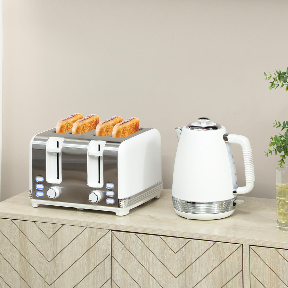 WASSERKOCHER-TOASTER-SET DE-17458 Weiß - Weiß, Metall (16.5/25.2/21.1cm) - ComfortXL