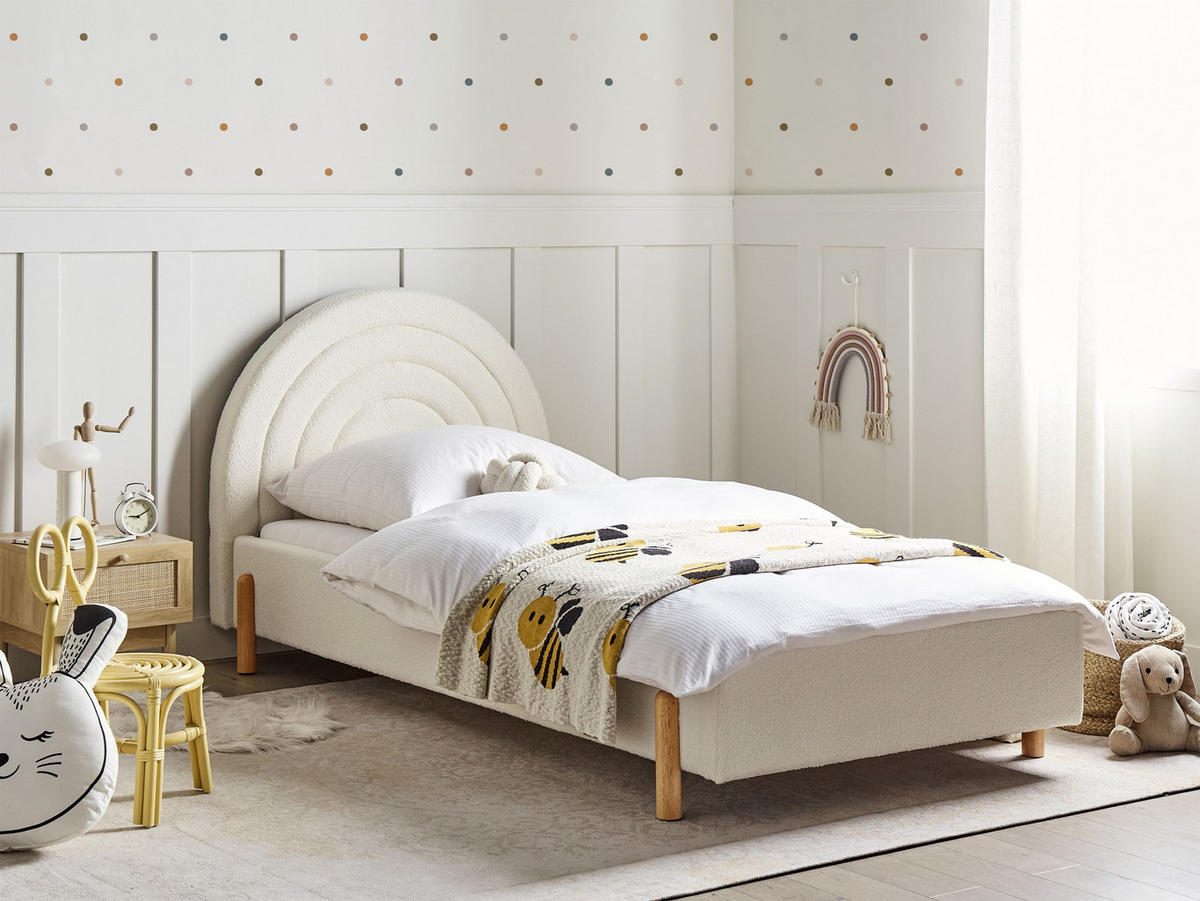 KINDERBETT 90x200 cm Weiß Anet - Creme, Textil (90/200cm) - Beliani