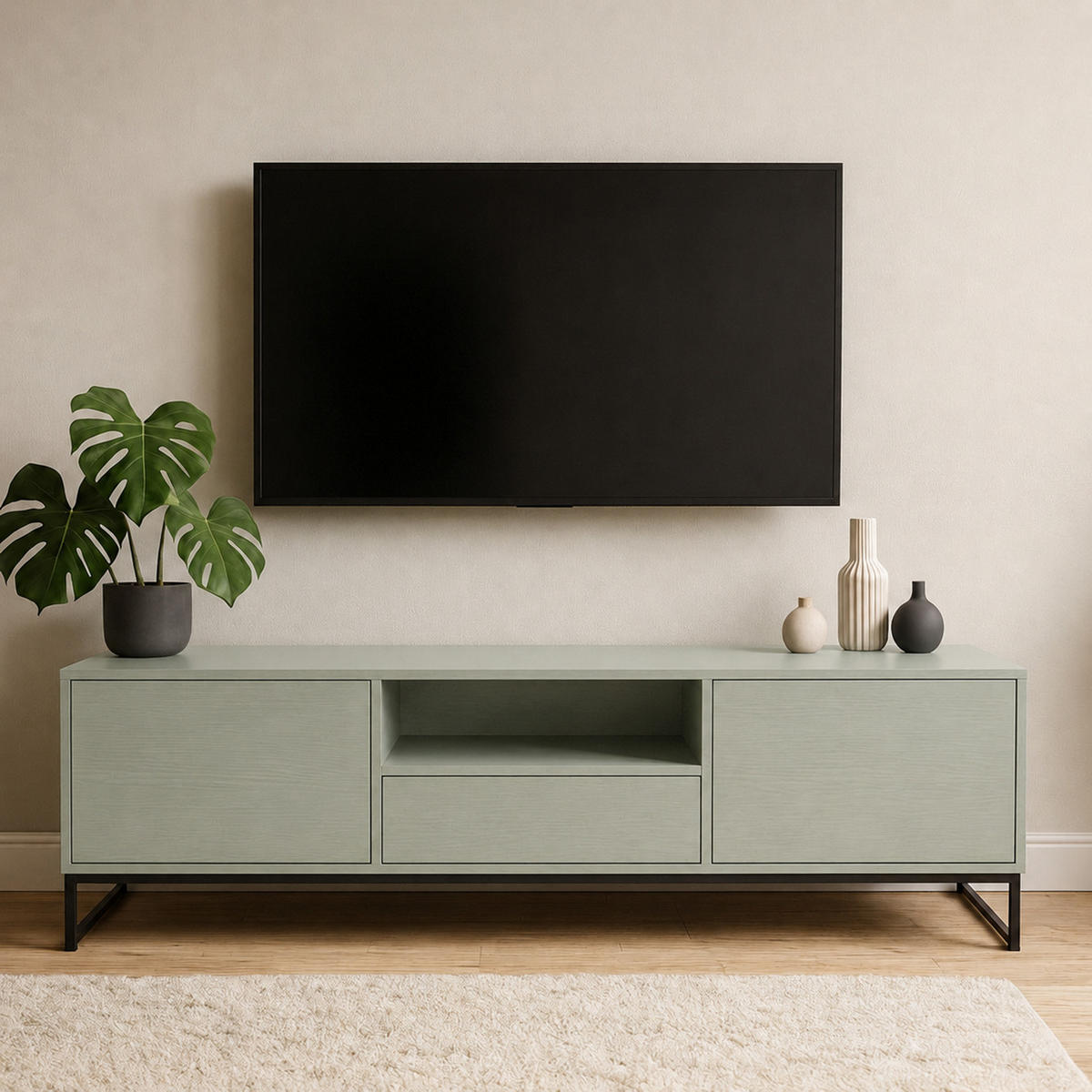 LOWBOARD Giana mit 2 Türen und Schublade, 160 cm, Eukalyptusfarbe - Eukalyptusholzfarben, Holzwerkstoff (160/48/45cm) - Beautysofa