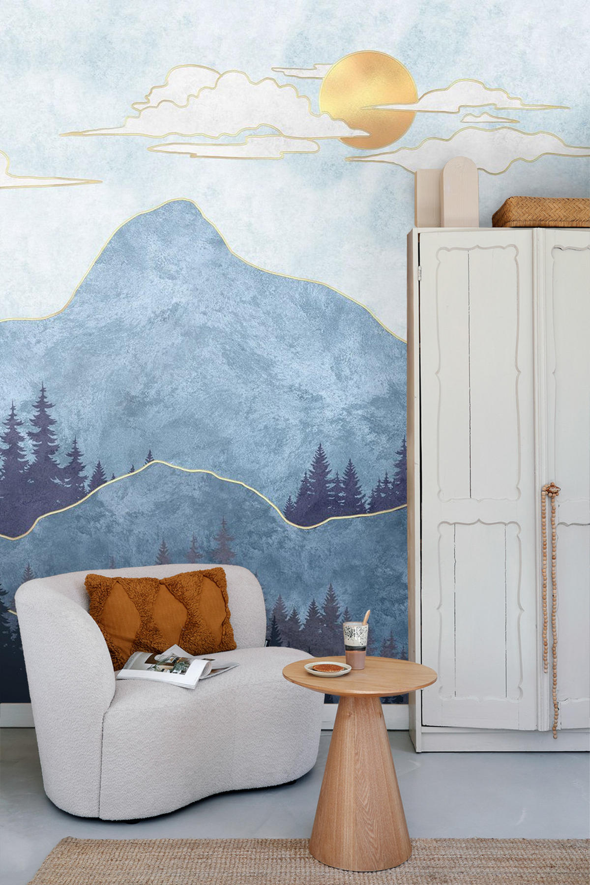 FOTOTAPETE Berglandschaft 375 x 270 cm - Blau, Papier (375/270cm) - Sanders & Sanders
