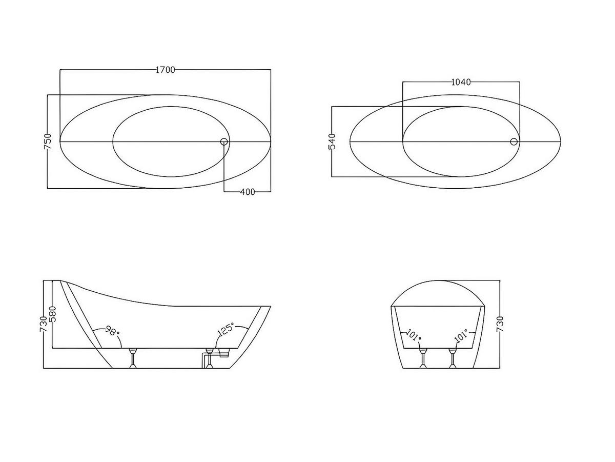 FREISTEHENDE Badewanne - 1 Person - Acryl - Schwarz - Schwarz, Kunststoff (170/73/75cm) - Vente-Unique