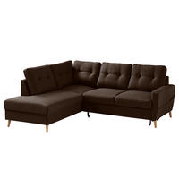 ECKSOFA mit Ottomane - Webstoff - Hellbraun/Dunkelbraun, Textil (230/200cm) - home24