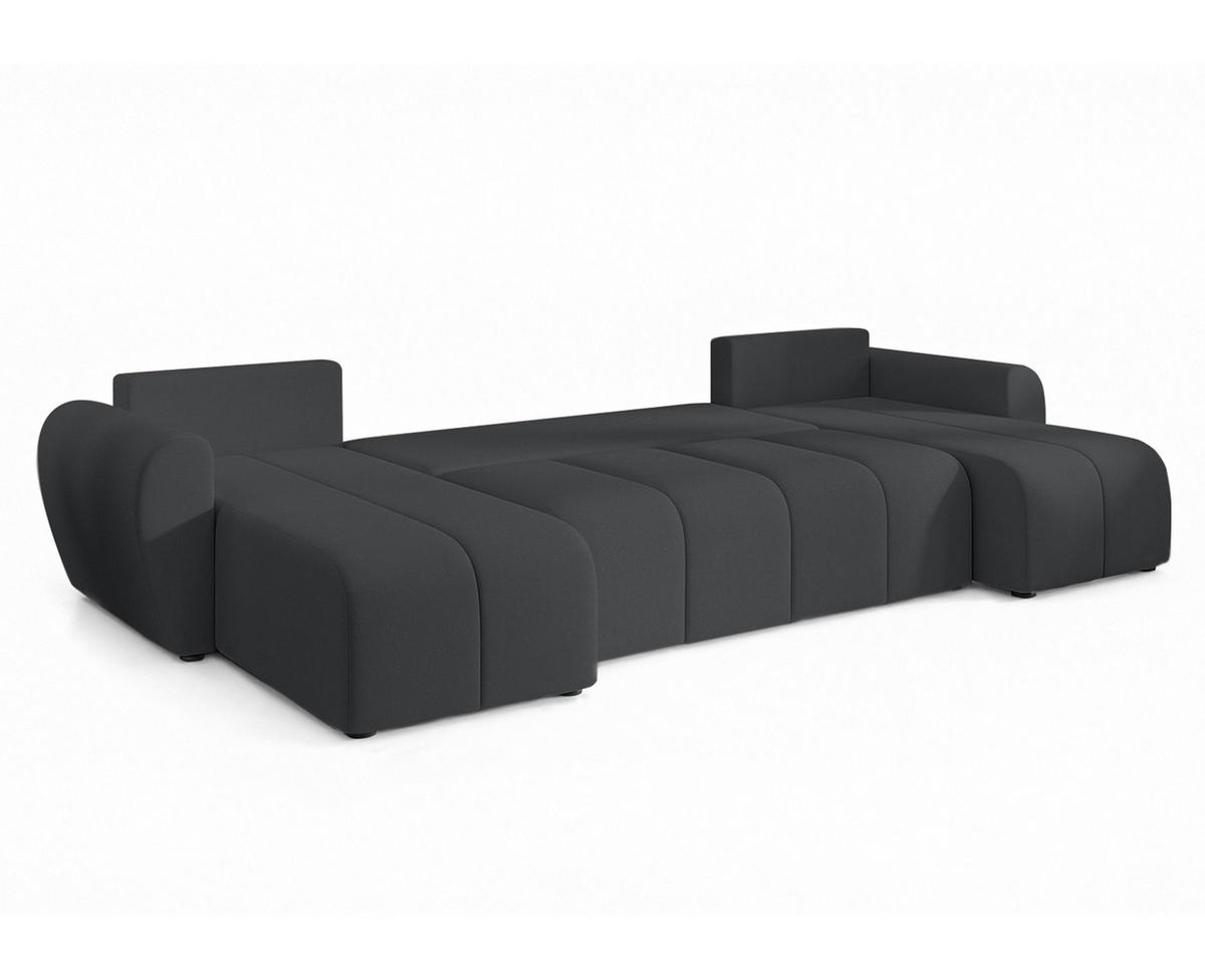 WOHNLANDSCHAFT Malatya U Form Dunkelgrau 311/145/80 cm mit Schlaffunktion - Dunkelgrau/Schwarz, Kunststoff/Textil (311/80/145cm) - AX Living