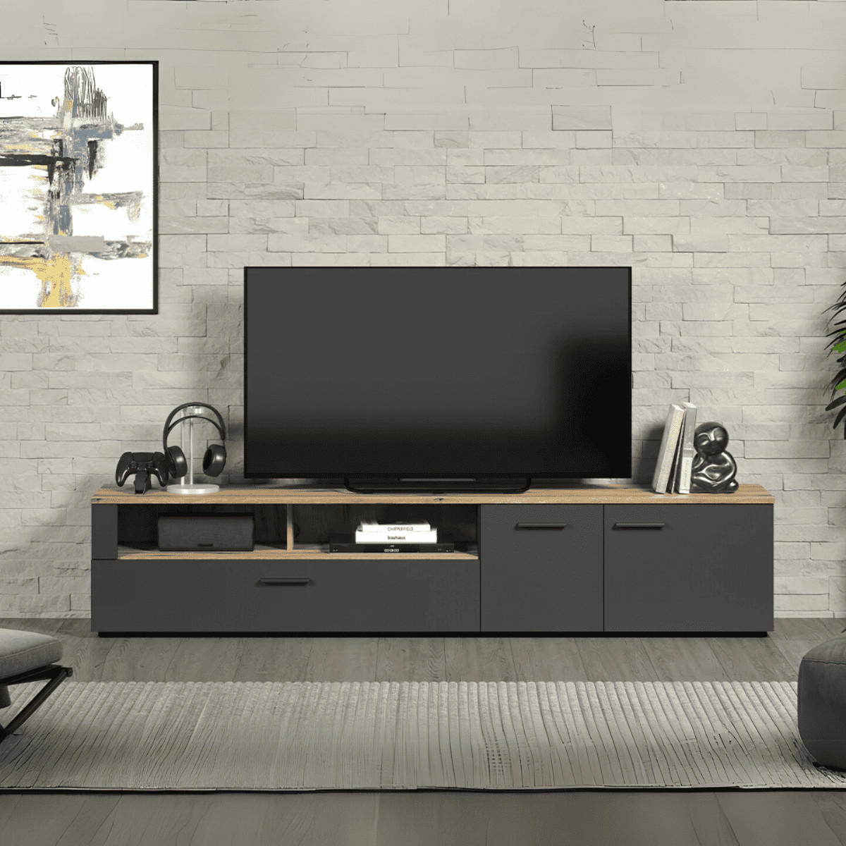 LOWBOARD Esteban Anthrazit - Anthrazit, Holzwerkstoff (210/43/41cm) - Trendteam