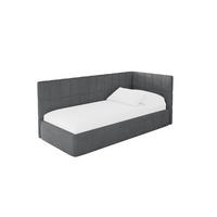 EINZELLBETT Jugendbett mit Bettkasten, Links - TULY 90x200 Dunkelgrau - Graphitfarben, Holzwerkstoff/Textil (90/200cm) - ALTDECOR